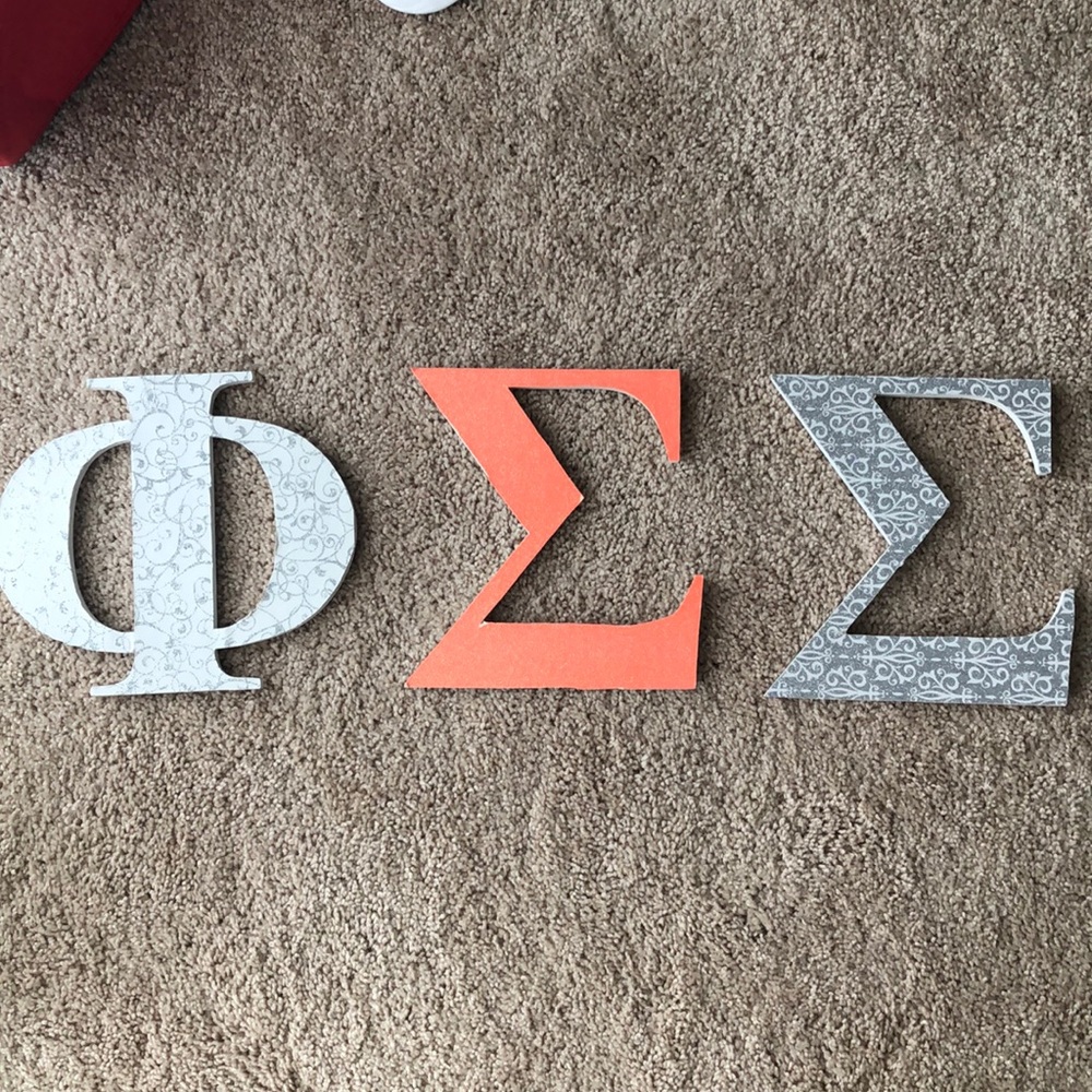 Phi Sigma Sigma wooden greek letters